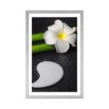 POSTER MIT PASSEPARTOUT SPA-STILLLEBEN MIT DEM SYMBOL VON YIN UND YANG - FENG SHUI - POSTER