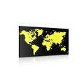 CANVAS PRINT YELLOW MAP ON A BLACK BACKGROUND - PICTURES OF MAPS - PICTURES