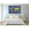 DECORATIVE PINBOARD WORLD MAP WITH LANDMARKS - PICTURES ON CORK - PICTURES