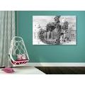 CANVAS PRINT WITH A VINTAGE TOUCH IN BLACK AND WHITE - BLACK AND WHITE PICTURES - PICTURES