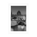 POSTER WITH MOUNT DAZZLING PANORAMA OF PARIS IN BLACK AND WHITE - BLACK AND WHITE - POSTERS