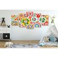 TABLEAU EN 5 PARTIES – ABSTRACTION DE FLEURS - TABLEAUX POUR ENFANTS - TABLEAUX