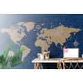 SELF ADHESIVE WALLPAPER RETRO MAP WITH A COMPASS ON A BLUE BACKGROUND - SELF-ADHESIVE WALLPAPERS - WALLPAPERS