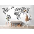 SELF ADHESIVE WALLPAPER BLACK AND WHITE WORLD MAP CONSISTING OF PEOPLE - SELF-ADHESIVE WALLPAPERS - WALLPAPERS