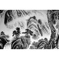 CANVAS PRINT CHINESE LANDSCAPE PAINTING IN BLACK AND WHITE - BLACK AND WHITE PICTURES - PICTURES