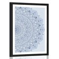 POSTER WITH MOUNT DETAILED MANDALA IN BLUE COLOR - FENG SHUI - POSTERS