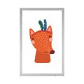 POSTER WITH MOUNT CUTE FOX WITH FEATHERS - ANIMALS - POSTERS