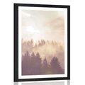 AFFICHE AVEC MONTURE BROUILLARD SUR LA FORÊT - NATURE - AFFICHES