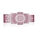 QUADRO IN 5 PARTI MANDALA ARMONICO SU SFONDO ROSA - QUADRI FENG SHUI - QUADRI