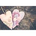 CANVAS PRINT HANDMADE HEART ON A STUMP - VINTAGE AND RETRO PICTURES - PICTURES