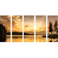 5-PIECE CANVAS PRINT MOUNTAIN LAKE REFLECTION - PICTURES OF NATURE AND LANDSCAPE - PICTURES