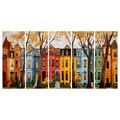 5-DÍLNÝ OBRAZ PODZIMNÍ MĚSTSKÁ ULICE - BAREVNÉ DOMY - PICTURES