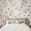 TAPET AUTOADEZIV FLORI ȘI FRUNZE BEJ DELICATE - TAPET FLORI - TAPETURI