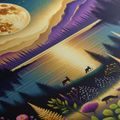 TABLOU PEISAJ NOCTURN MAGIC CU LUNĂ - TABLOU NATURĂ ȘI PEISAJE NATURALE - TABLOURI