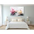 CANVAS PRINT TWO COLORFUL ORCHID FLOWERS - PICTURES FLOWERS - PICTURES