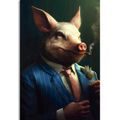 CANVAS PRINT ANIMAL GANGSTER PIG - PICTURES OF ANIMAL GANGSTERS - PICTURES