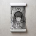 TAPETA HISTORYCZNA ARCHITEKTURA W CZARNO-BIAŁYM RYSUNKU - TAPETA CZARNOBIAŁA - TAPETY
