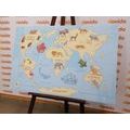 DECORATIVE PINBOARD WORLD MAP WITH ANIMALS - PICTURES ON CORK - PICTURES