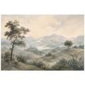 ZELFKLEVEND FOTOBEHANG VINTAGE BERGLANDSCHAP IN BEIGETINTEN - FOTOBEHANG BERGEN - FOTOBEHANG