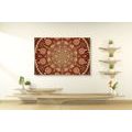 CANVAS PRINT DECORATIVE MANDALA WITH LACE IN BURGUNDY COLOR - PICTURES FENG SHUI - PICTURES