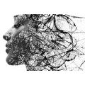 CANVAS PRINT WOMAN WITH ABSTRACT ELEMENTS - BLACK AND WHITE PICTURES - PICTURES