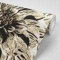 WALL MURAL SEPIA-TONED EXOTIC DAHLIA - BLACK AND WHITE WALLPAPERS - WALLPAPERS