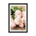 POSTER MIT PASSEPARTOUT ROMANTISCHER BLUMENSTRAUSS - BLUMEN - POSTER