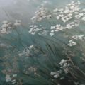 5-TEILIGES WANDBILD BLUMENFELD IM NEBEL - BILDER BLUMEN - BILDER
