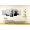 5-PIECE CANVAS PRINT ZEN STONES WITH SEASHELLS IN BLACK AND WHITE - BLACK AND WHITE PICTURES - PICTURES