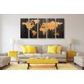 5-PIECE CANVAS PRINT ORANGE MAP ON WOOD - PICTURES OF MAPS - PICTURES