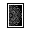 POSTER MIT PASSEPARTOUT MANDALA IM VINTAGE-STIL IN SCHWARZ-WEISS - SCHWARZ-WEISS - POSTER