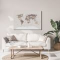 WANDBILD WELTKARTE IN BEIGE - WELTKARTEN ALS BILDER - BILDER
