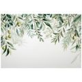PAPIER PEINT PANORAMIQUE ADHÉSIF – BRANCHES D'OLIVIER VERTES SUR FOND BLANC - PAPIER PEINT FEUILLES - PAPIERS PEINTS PANORAMIQUES