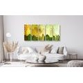 IMPRESSION SUR TOILE EN 5 PARTIES ARBRES VERTS ASYMÉTRIQUES - IMPRESSION SUR TOILE DE NATURE ET PAYSAGE - IMPRESSION SUR TOILE