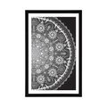 POSTER WITH MOUNT ORNAMENTAL MANDALA WITH A LACE IN BLACK AND WHITE DESIGN - BLACK AND WHITE - POSTERS