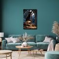 WANDBILD GEHEIMNISVOLLE KATZE IM GOTISCHEN STIL - HALLOWEEN- UND HORROR-BILDER - BILDER