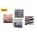 CANVAS PRINT SET WINTER NATURE WITH CLOUDS - SET OF PICTURES - PICTURES