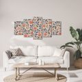 TABLEAU EN 5 PARTIES – MOTIF FLORAL AUX FEUILLES - TABLEAUX DE FLEURS - TABLEAUX