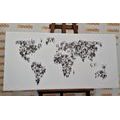 DECORATIVE PINBOARD WORLD MAP CONSISTING OF PEOPLE IN BLACK AND WHITE - PICTURES ON CORK - PICTURES