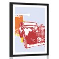 PLAKAT S PASPARTUOM RETRO AUTOMOBIL S APSTRAKCIJOM - AUTOMOBILI - PLAKATI