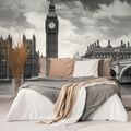 FOTOTAPETA BIG BEN W LONDYNIE W CZERNI I BIELI - TAPETA CZARNOBIAŁA - TAPETY