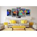 TABLEAU EN 5 PARTIES – COMPOSITION ABSTRAITE - PEINTURES ABSTRAITES - TABLEAUX