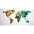 DECORATIVE PINBOARD COLORED POLYGONAL MAP OF THE WORLD - PICTURES ON CORK - PICTURES