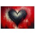WANDBILD HERZ AUF ROTEM HINTERGRUND - BILDER MIT LIEBESMOTIVEN - BILDER