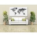 DECORATIVE PINBOARD DETAILED MAP OF THE WORLD IN BLACK AND WHITE - PICTURES ON CORK - PICTURES