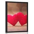 POSTER RED HEARTS ON A WOODEN TEXTURE - LOVE - POSTERS