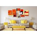 5-PIECE CANVAS PRINT ORANGE FLORAL ABSTRACTION - ABSTRACT PICTURES{% if product.category.pathNames[0] != product.category.name %} - PICTURES{% endif %}