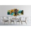 IMPRESSION SUR TOILE EN 5 PARTIES ARBRES PEINTS AUX COULEURS D'AUTOMNE - IMPRESSION SUR TOILE DE NATURE ET PAYSAGE - IMPRESSION SUR TOILE