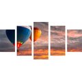 5-PIECE CANVAS PRINT HOT AIR BALLOON FLIGHT OVER THE MOUNTAINS - STILL LIFE PICTURES{% if product.category.pathNames[0] != product.category.name %} - PICTURES{% endif %}