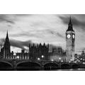 SELBSTKLEBENDE FOTOTAPETE SCHWARZ-WEISSER BIG BEN IN LONDON BEI NACHT - SELBSTKLEBENDE TAPETEN - TAPETEN